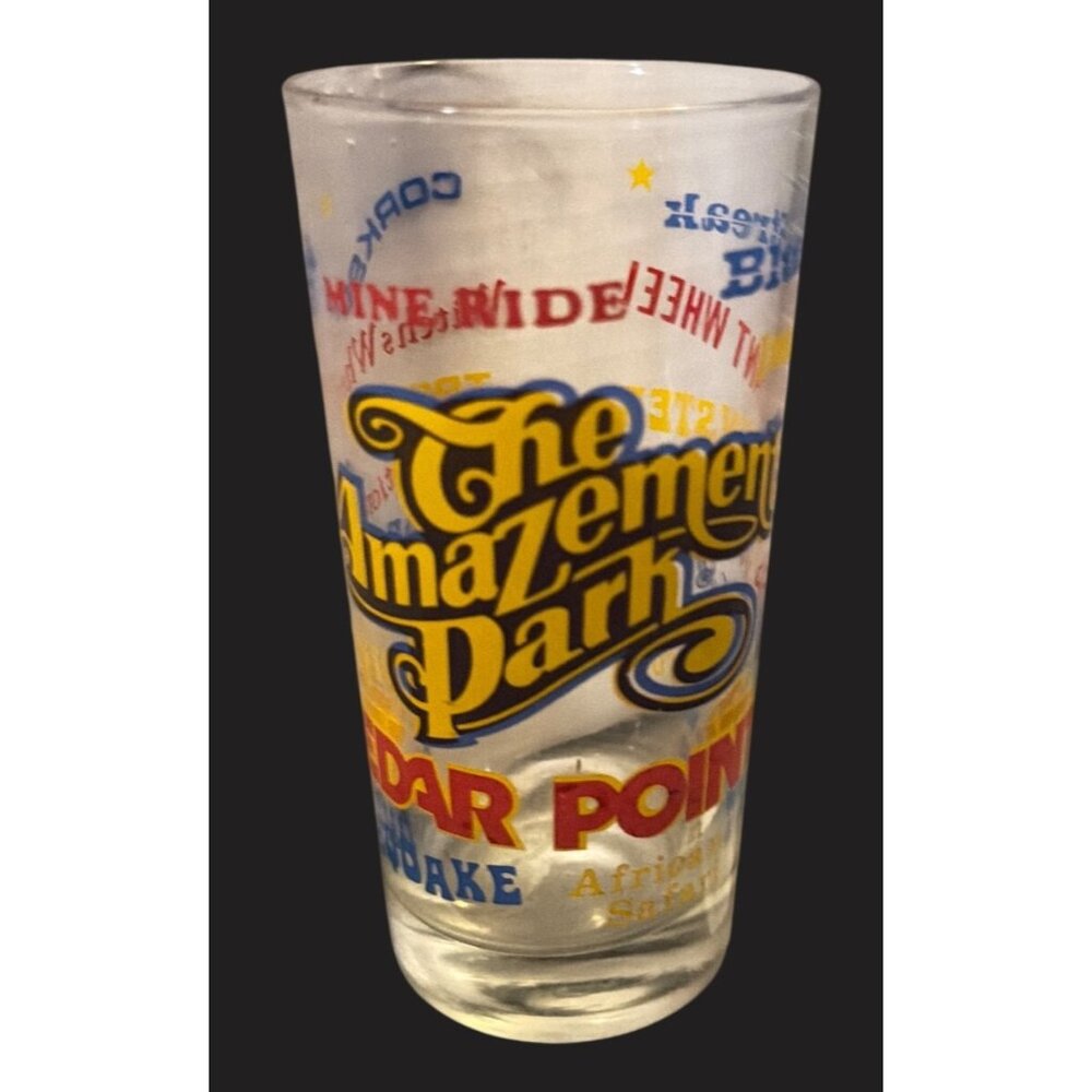 Cedar Point The Amazement Park Collectible Glass Ride Names & Logos Clear 6"